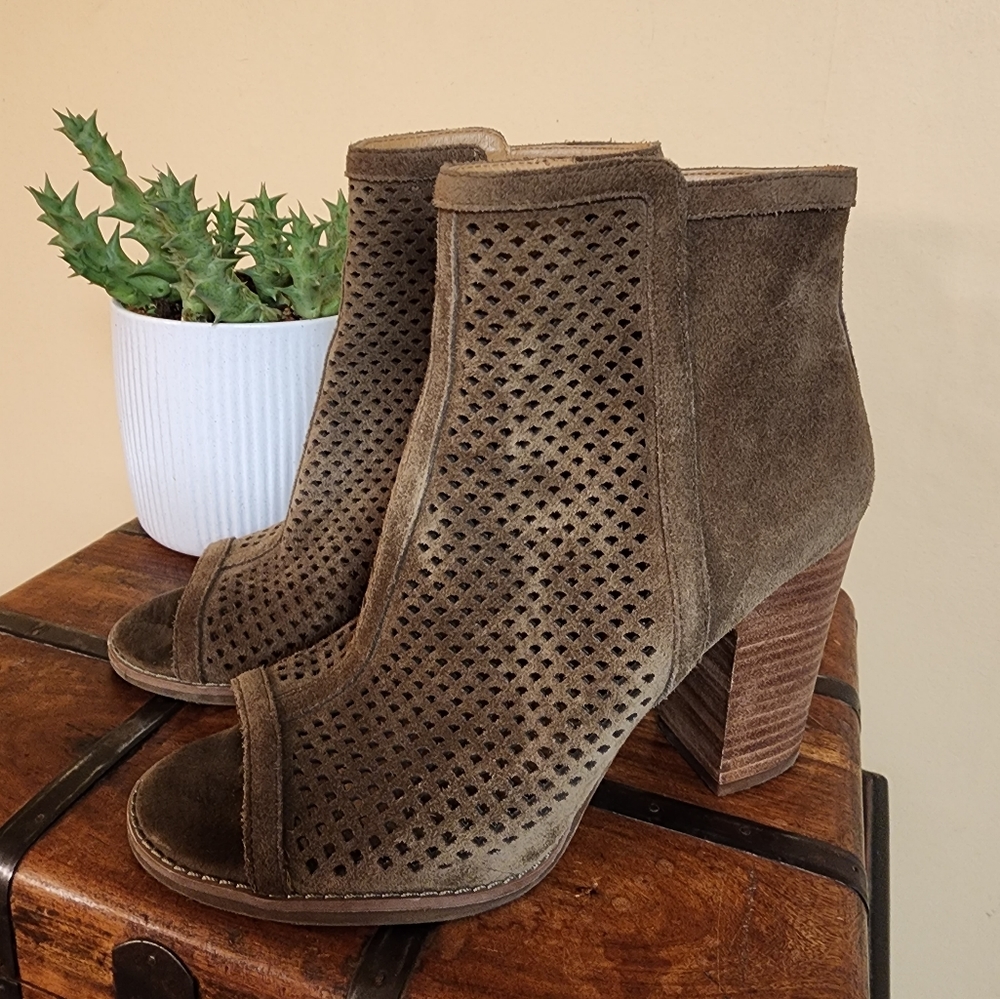 Lucky Brand Real Suede Peep Toe Bootie